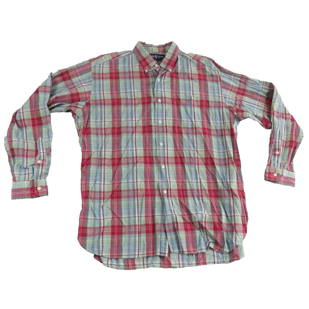 Ralph Lauren McMeel Shirt Mens L Plaid Button Down Cotton Long Sleeve Multicolor